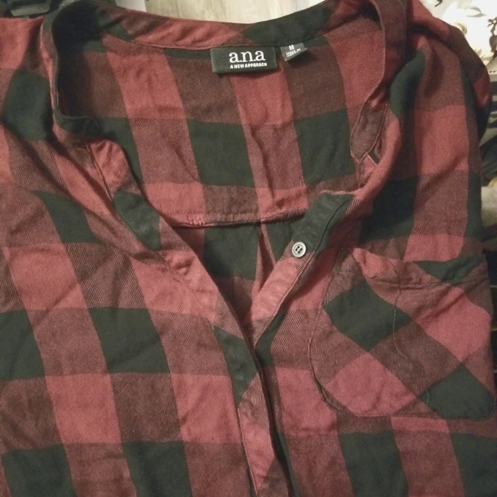 Ana Maroon buffalo checkered plaid shirt